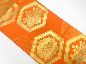 亀甲に菊・桐模様織り出し　袋帯